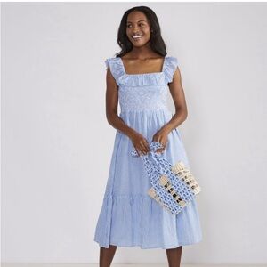 Vineyard Vines Striped Smocked MIDI Dress - HULL BLUE, NWT S